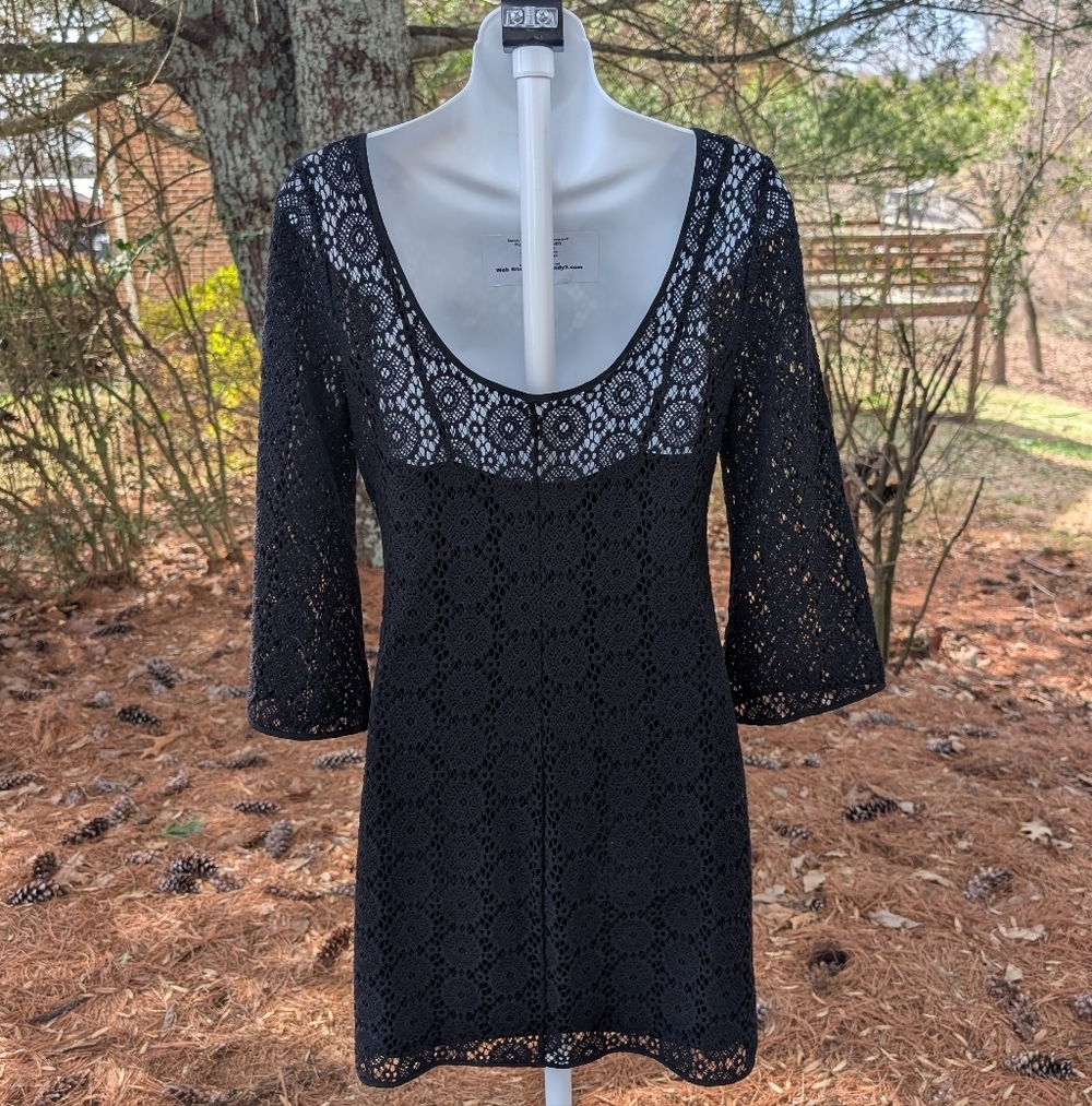 Lilly Pulitzer Topanga Black Crochet Knit Lace Mini Dress Women's Small - Picture 6 of 10